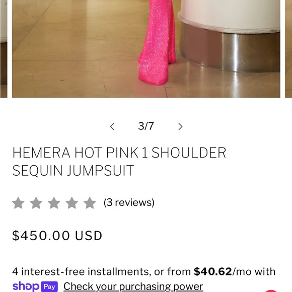 Debbie Carroll Hot Pink sequin Jumpsuit - Picture 4 of 5